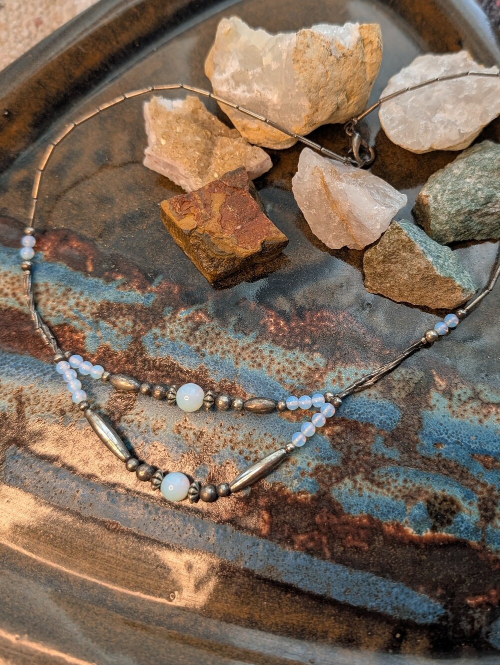 Handcrafted Opalite Beaded Double-Layer Necklace